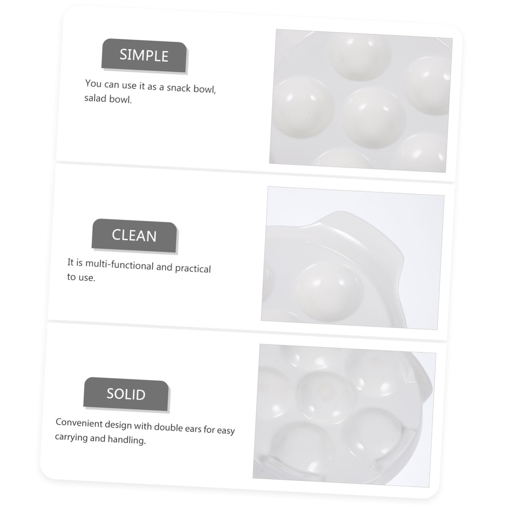 BESTYASH Platos de Cerámica para Caracoles 7 Pulgadas con Asas Dobles, Resistente a Altas Temperaturas, Ideales para Servir Mariscos y Aperitivos, Juego de 4 Piezas para Cocina Doméstica
