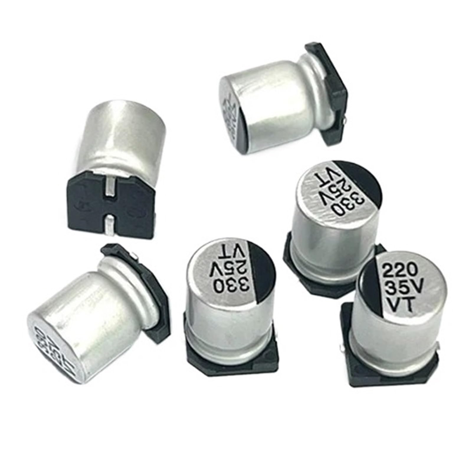 10 pezzi 50V330UF 330 SMD condensatore elettrolitico in alluminio 6,3V 10V 16V 25V 35V 50V 10UF 22UF 47UF 100UF 220UF 330UF 1000UF(25v330uf 8x10.5mm)