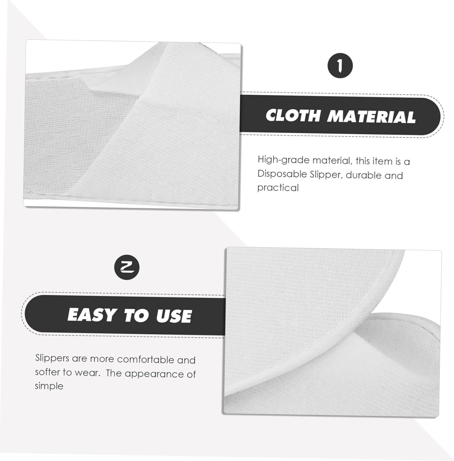 Ipetboom 12pairs Skid Disposable Guest Slippers for Hotels Travel Spa Comfortable Soft Cloth Slippers Water-resistant Sole for Nail Salons House Viewing