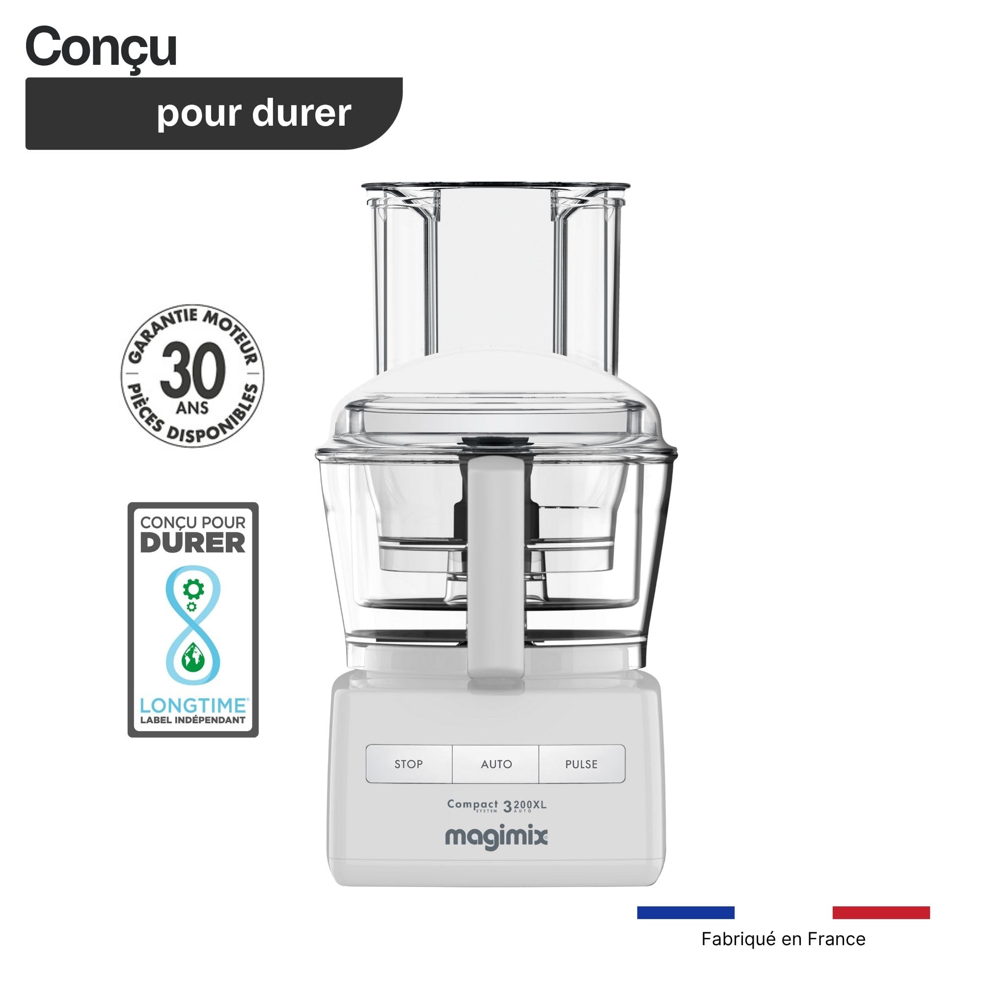 Magimix Multifunctional Kitchen Processor 3200 Bowl 2.6L Plus Citrus Press - Chopper, Blender - Professional Silent Motor - Made in France - White