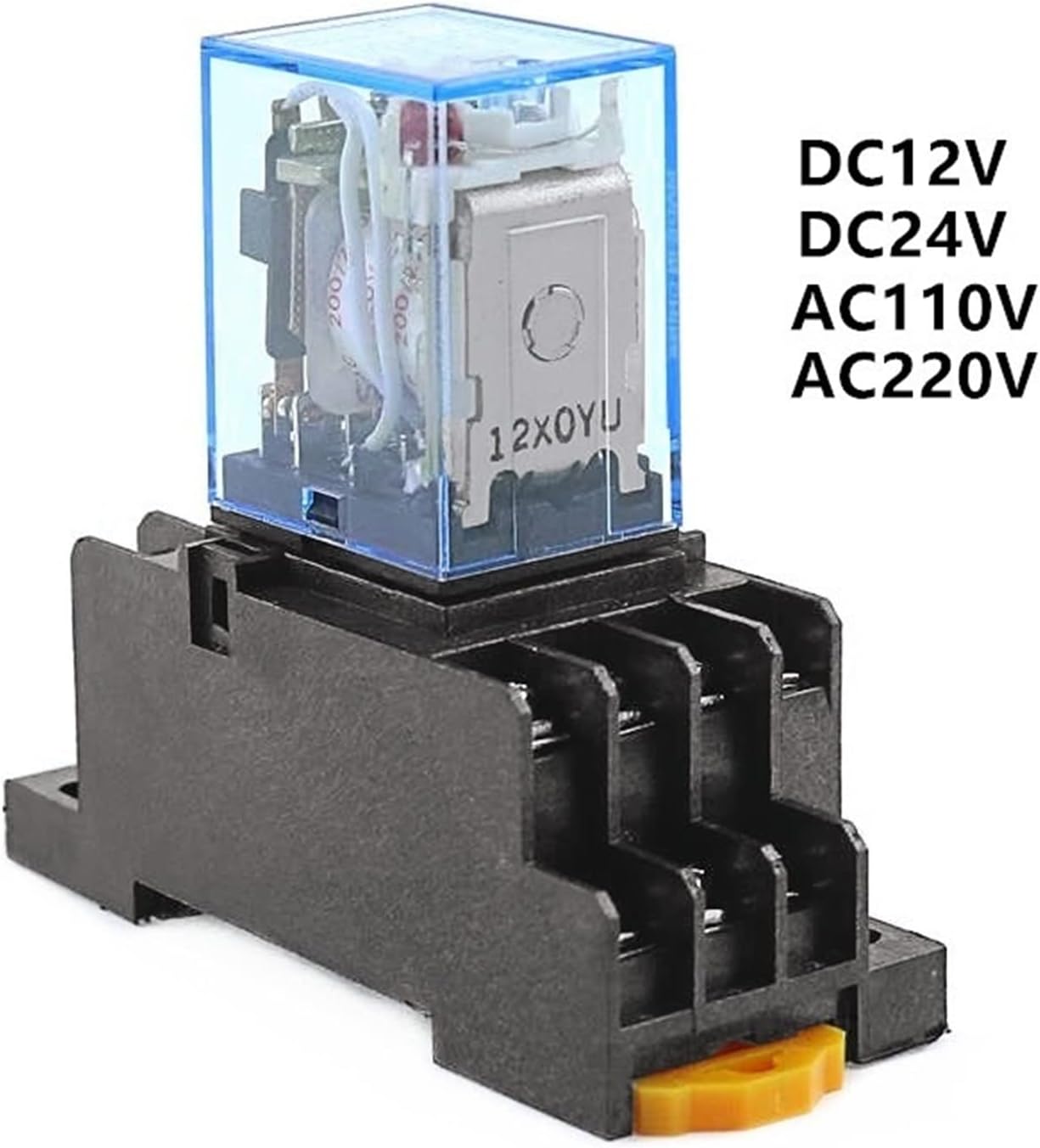 10 Set MY4 Small Electromagnetic Relay Power DC12V DC24V AC110V AC220V Coil 4NO 4NC DIN Rail 14 pins + Base Mini(Dc,380V)