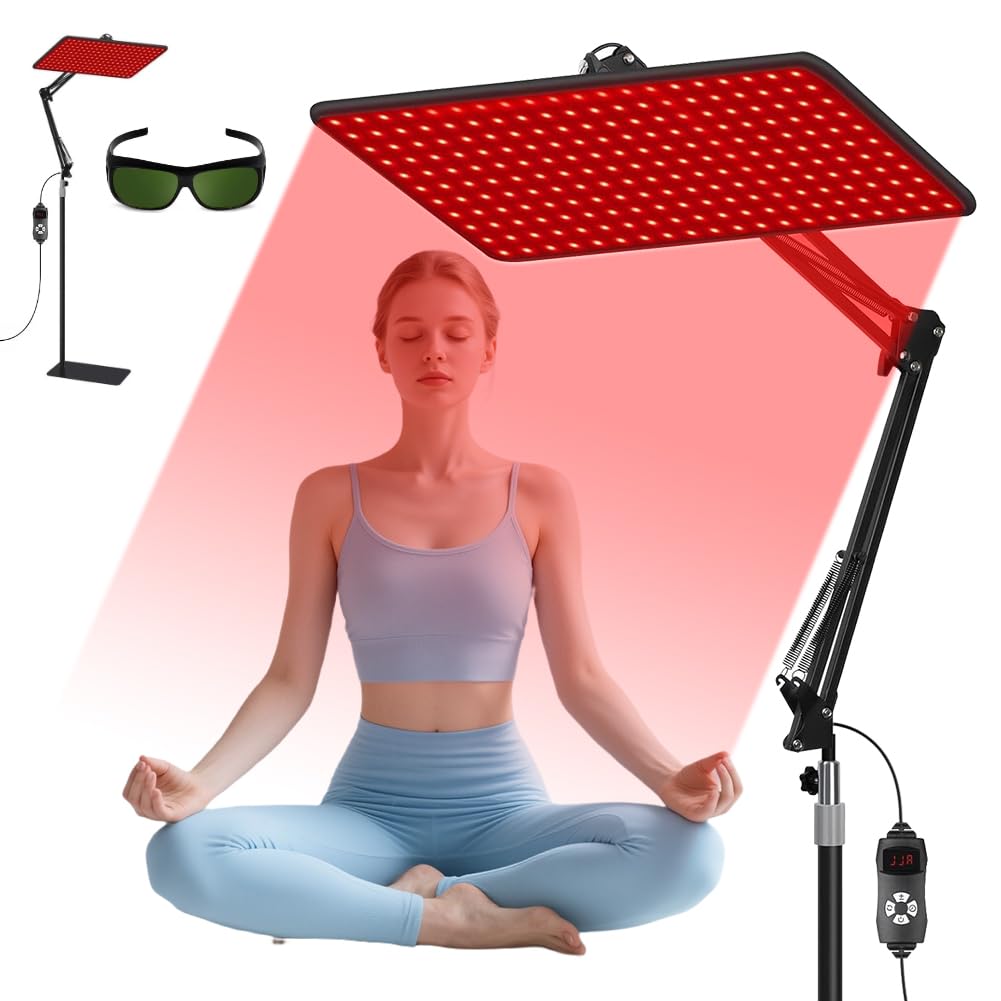 200 LED lampada a infrarossi con 5 livelli di luminosità per tutto il corpo e il viso, grande luce rossa per terapia della luce rossa, 3 onde di lunghezza (660 nm, 850 nm, 940 nm)