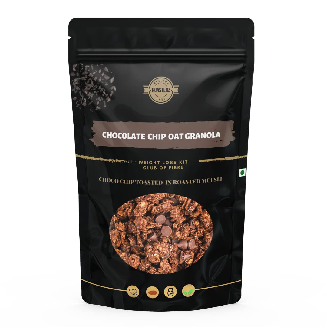 Roasterz healthy Labs Premium Dark chocolate Granola with almonds, walnuts and berries (1 Pouch - 250 g) | High in Fibre | Healthy Snack | Breakfast Cereal | Gourmet Snack