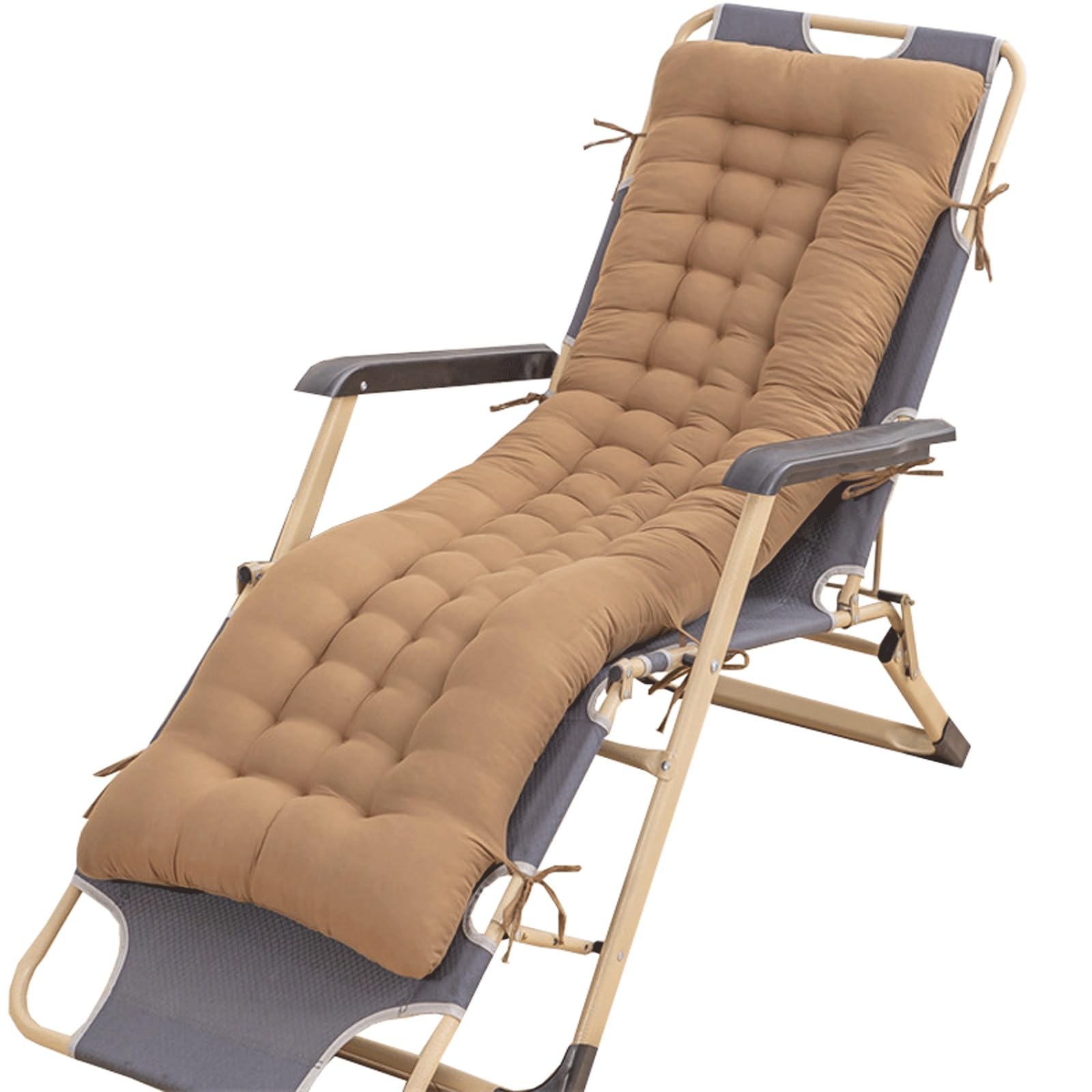 uyeoco Chair Cushions,Lounge Chaise Cushion Sun Lounger Mattress with Non-Slip Back Elastic Sleeve for Garden Outdoor/Indoor/Sofa/Tatami/Car Seat/Bench(Light coffee,100x45x8cm)