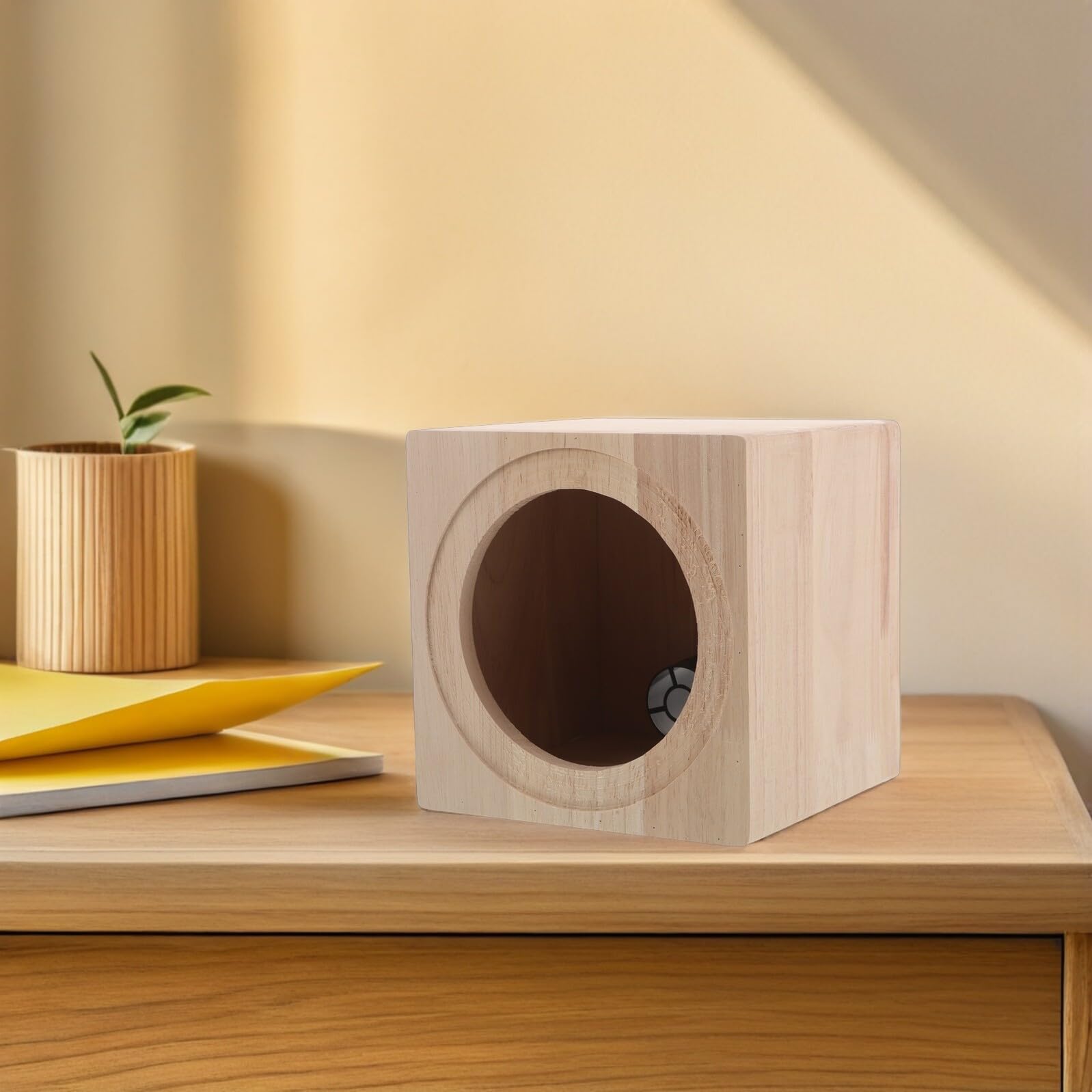 Cassa Subwoofer Veicolare 5 Pollici in Legno Beige per Audio | Box per Altoparlanti, Compatibile Subwoofer e Casse Audio, Uso in Auto o Casa