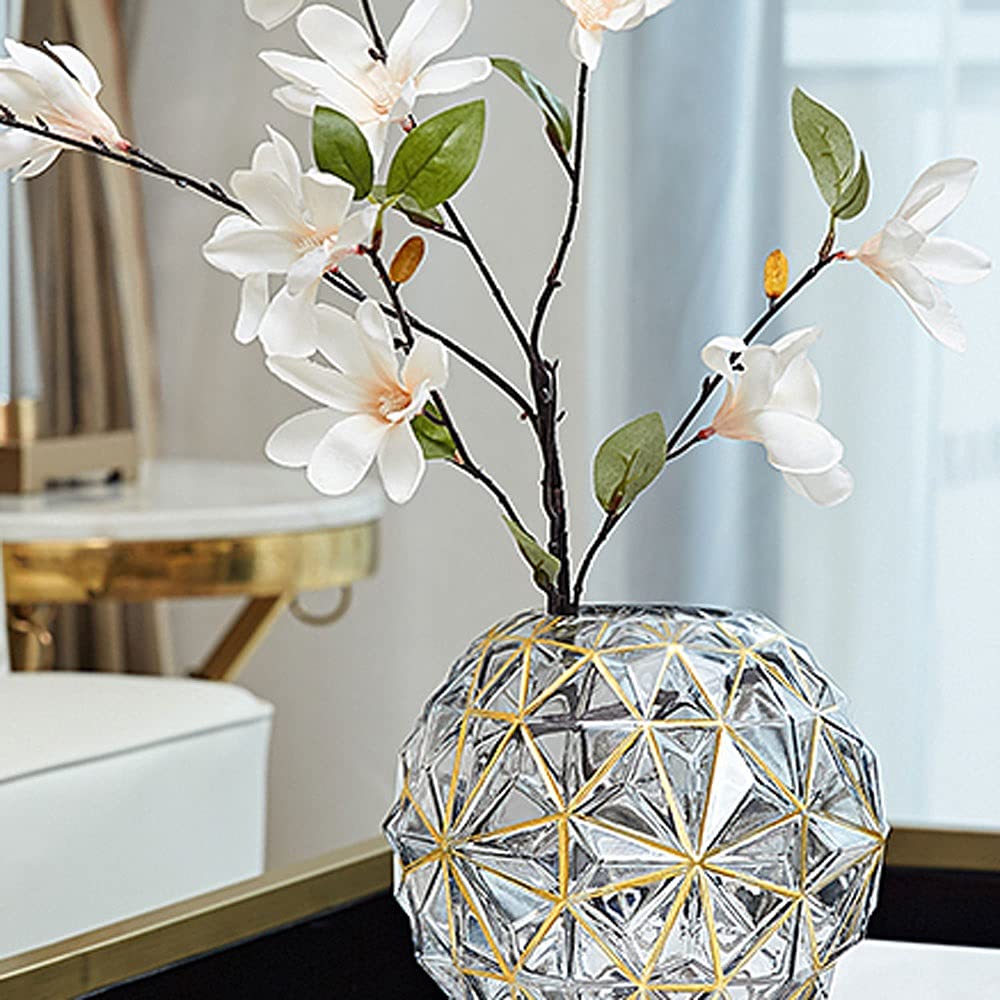 HCHGJKN Vasi Vaso di vetro trasparente, vaso in oro geometrica, adatto per la decorazione della casa festa di nozze, ecc.(S