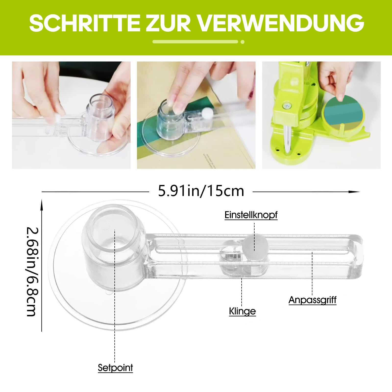 Buttonmaschine 58 mm (3. Generation) – Installationsfreie Buttonpresse für DIY-Ansteckbuttons, Stanzmaschine mit 100 Button-Rohlingen, Motiven & Kreisstanzer
