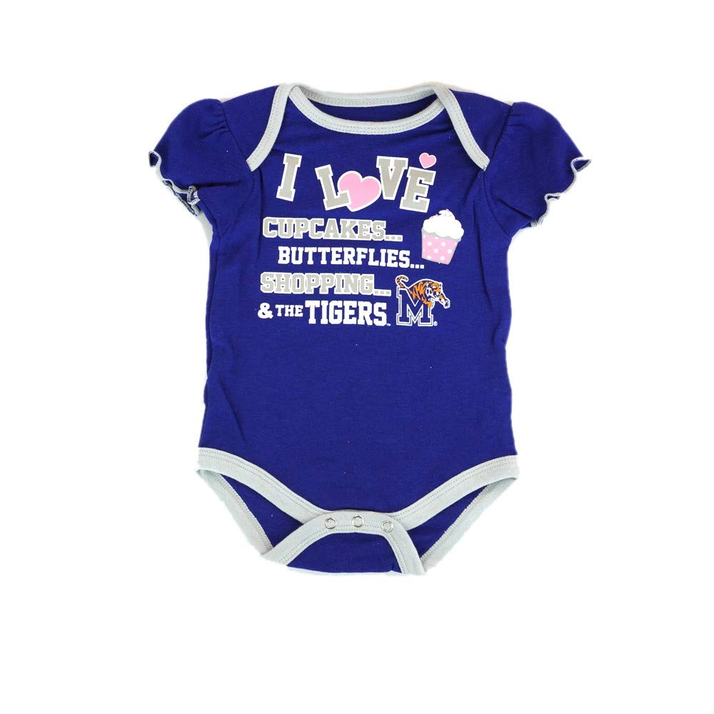 Outerstuff Memphis Tigers NCAA Infant Blue/Pink/White Frill 3 Piece Creeper Set