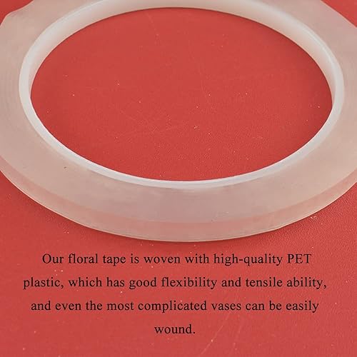 Miniatura 5 de HAHIYO Cinta Adhesiva Transparente de 0.25 Pulgadas de Ancho (66 Metros217 Pies Total) 1 Rollo de Cinta Floral Impermeable de Floristería Cinta