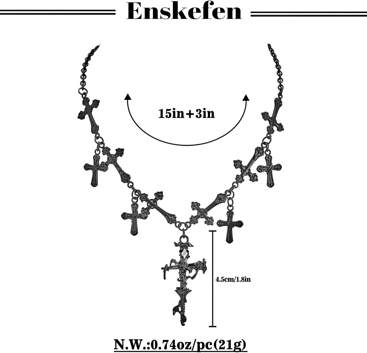 Vintage Layered Gothic Cross Necklace for Women Punk Black Halloween Witch Cross Necklaces Goth Emo Grunge Vampire Necklace Costume Jewelry - Image 7