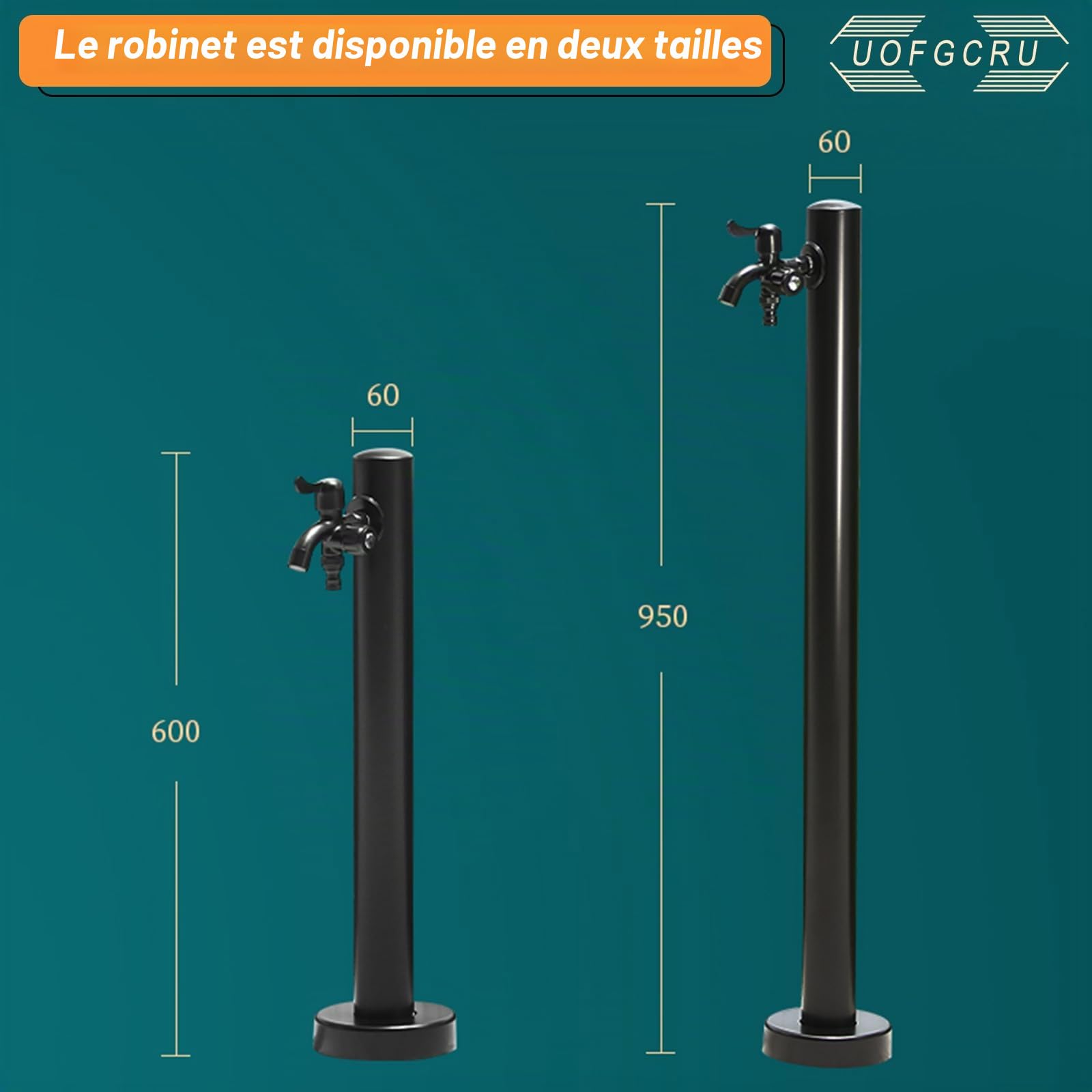 Colonne à Eau De Jardin avec Robinet Robinet ExtéRieur Antigel Multifonction Colonne d'eau Pompe à Eau Porte-Tuyau D'Arrosage Colonne à Eau De Jardin(Noir D - 60cm)