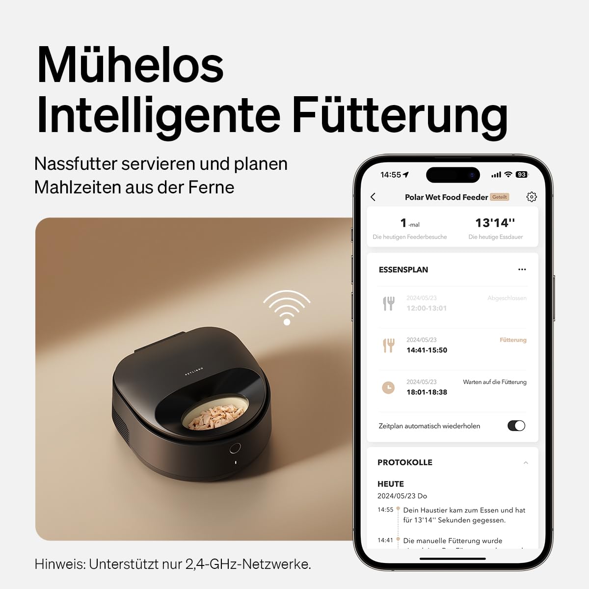 PETLIBRO Distributore Automatico di Cibo Umido per Gatti, APP Refrigerata Controllo 2.4G WiFi, 3 Giorni di Freschezza 3 Pasti, Raffreddamento a Semiconduttore e Raffreddamenti Rapidi Sugo Cibo Umido