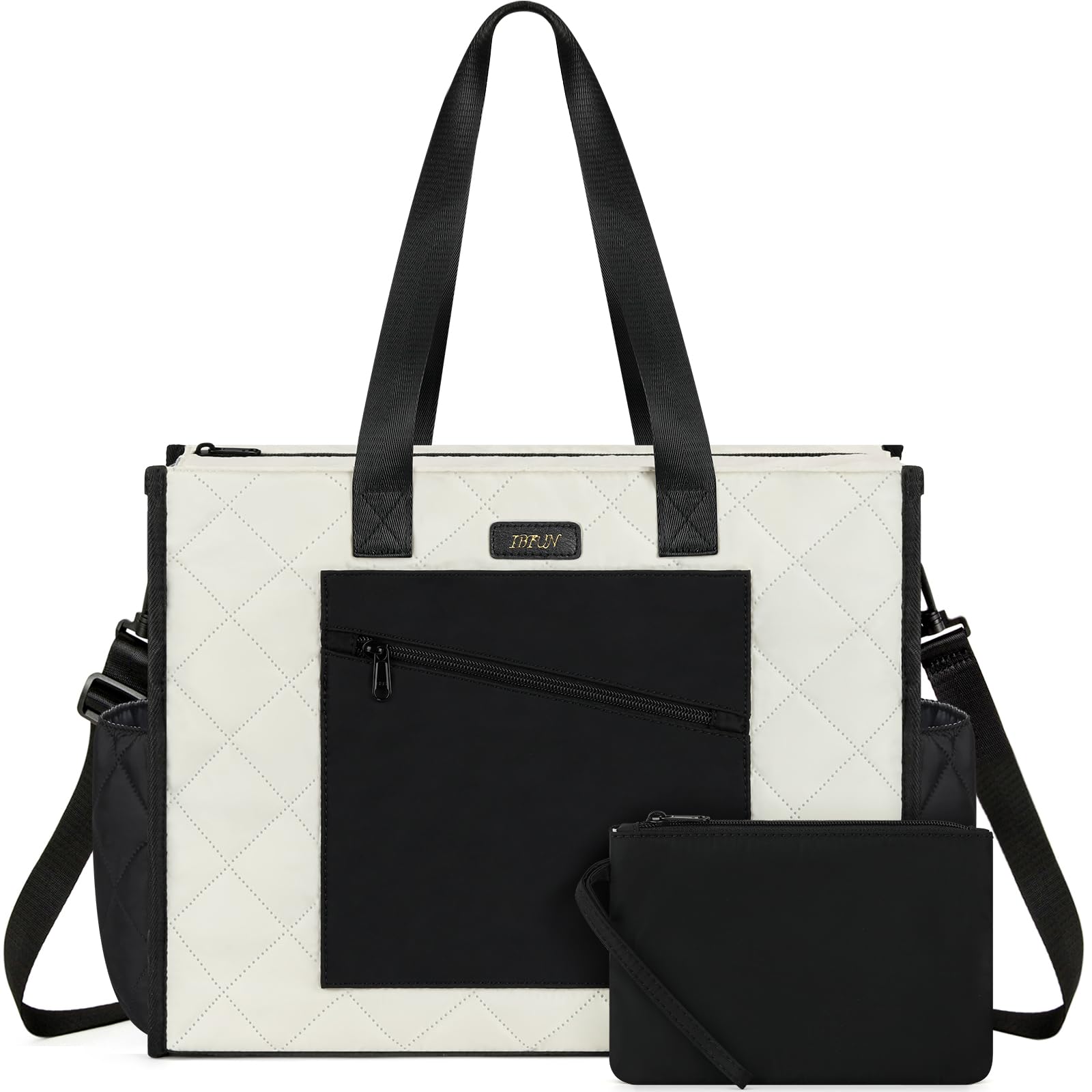 IBFUN Utility Tote Bag with 24 Pockets, Large Teacher Travel Tote for Women | Large Work Tote Bag 2pcs with Zipper for Travel Daily School Teacher Nurse, Large Lightweight Laptop Shoulder Bag Handbag
