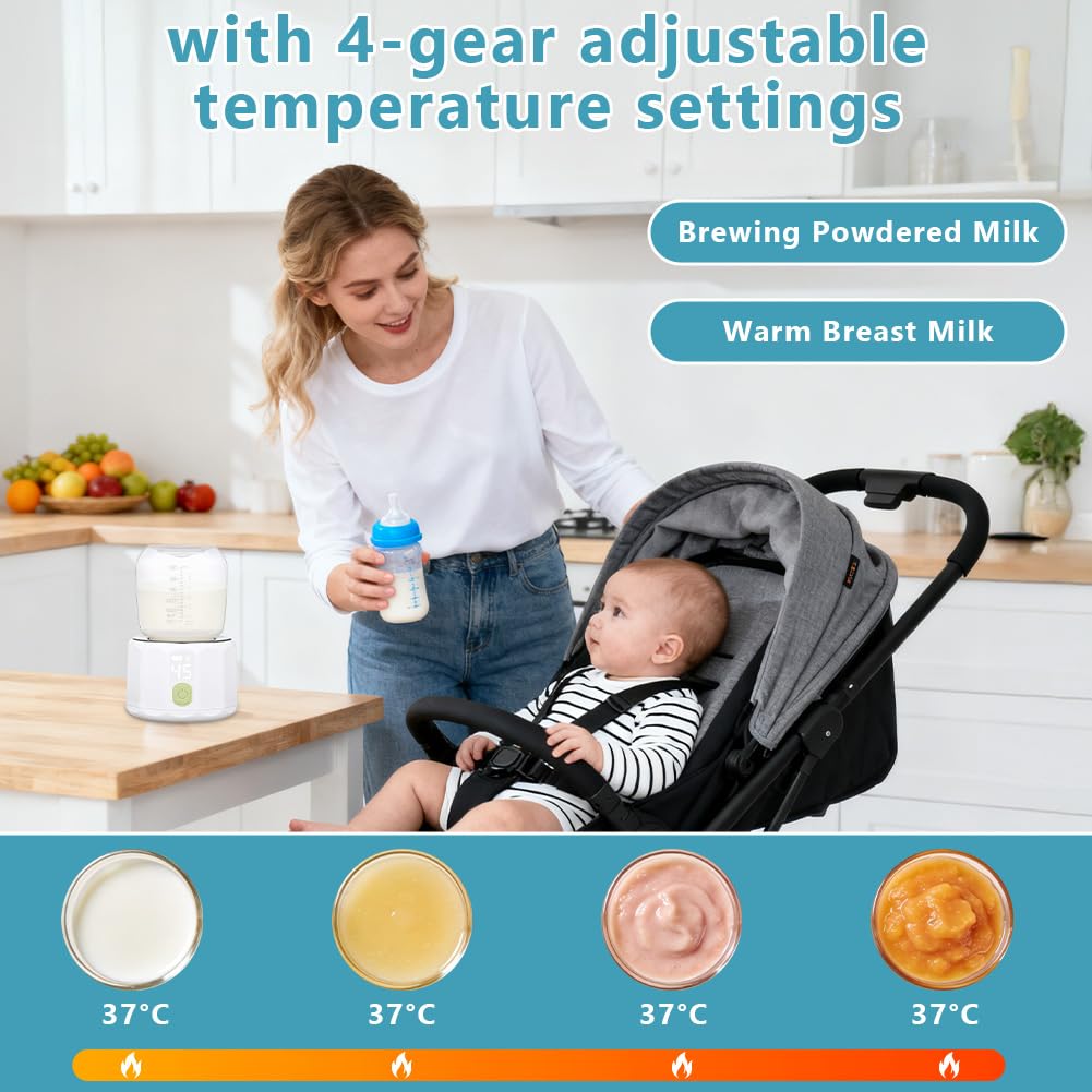 Vicloon Flaschenwärmer, Scaldalatte Portatile Rapido in 3 Minuti con 4 Temperature Selezionabili, Scaldabiberon Ricaricabile, a Prova di Perdite, Latte Artificiale, Acqua