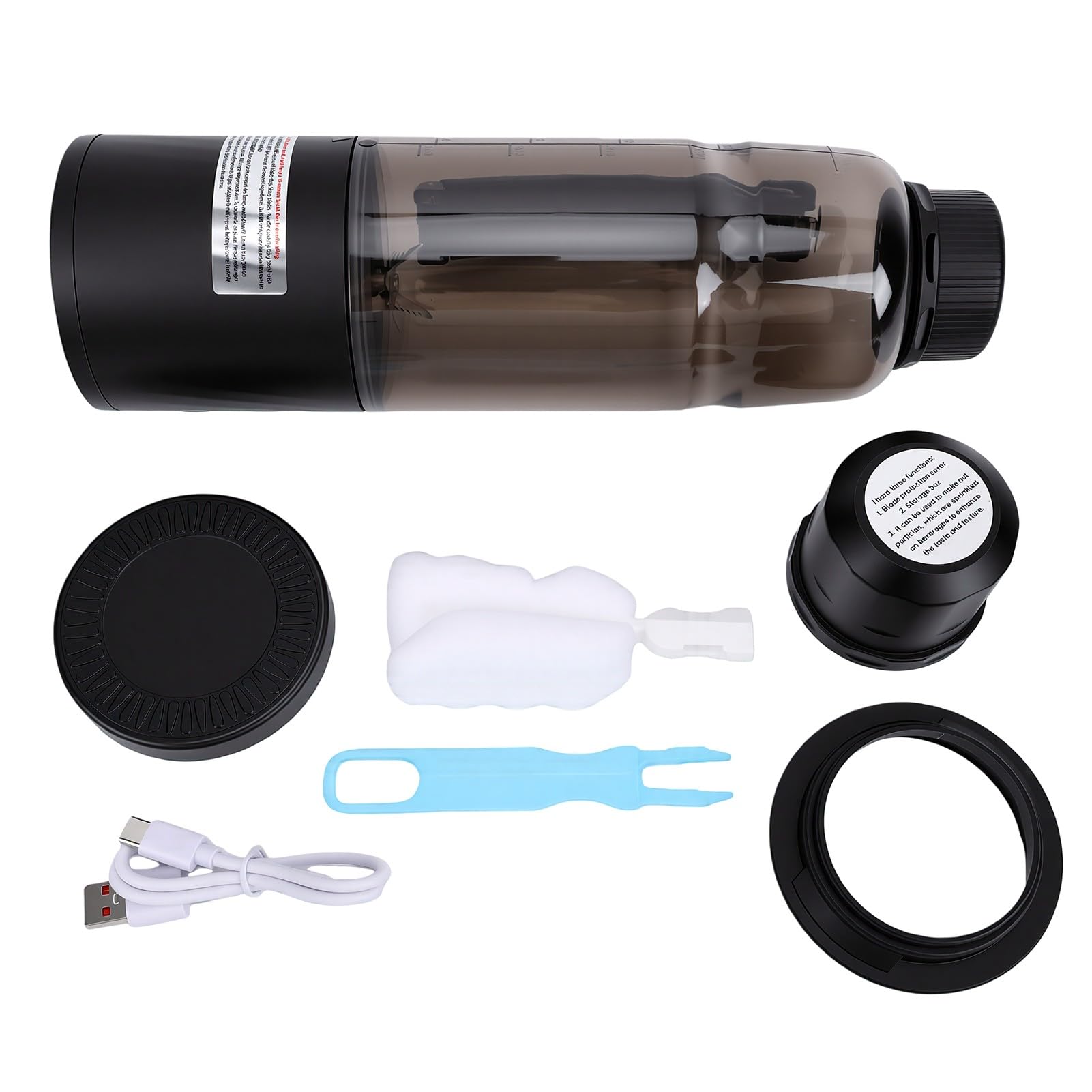 ASHATA Mini Batidora de Vaso 600ml con Tapa Versátil (BLACK)