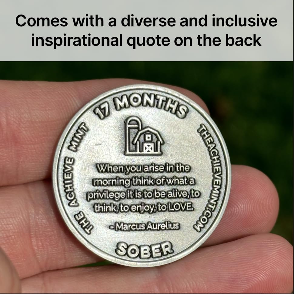 Image of The Achieve Mint 17 Months Sober Token | Seventeen Months Sober Chip | Non-AA Gift, Non-Religious Medallions for Men and Women Celebrating Sobriety