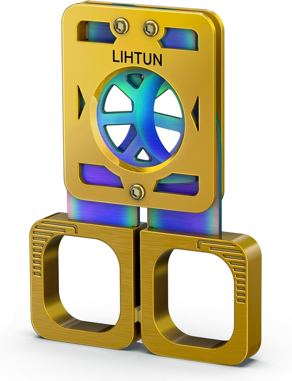 LIHTUN Cigar Cutter with Stainless Steel Iridescent Hollow Blade, Guillotine Double Cut Hand-held Cigar Scissors, Cigar Accessories Gift for Cigar Lovers (Golded)