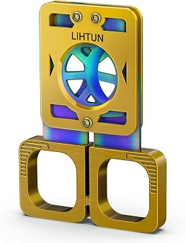LIHTUN Cigar Cutter with Stainless Steel Iridescent Hollow Blade, Guillotine Double Cut Hand-held Cigar Scissors, Cigar Accessories Gift for Cigar Lovers Golded