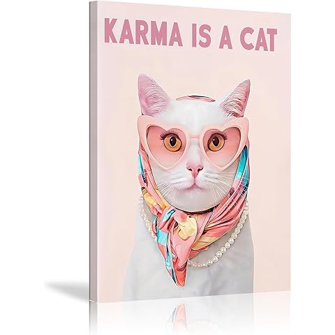 BFKDKG Taylor Poster wall art, Canvas wall art, Karma Is A Cat Album Prints, Lyrics Poster for Bedroom, Pink Room Wall Decor, Music Art Wall Decor for Girls Fans 16x24in
