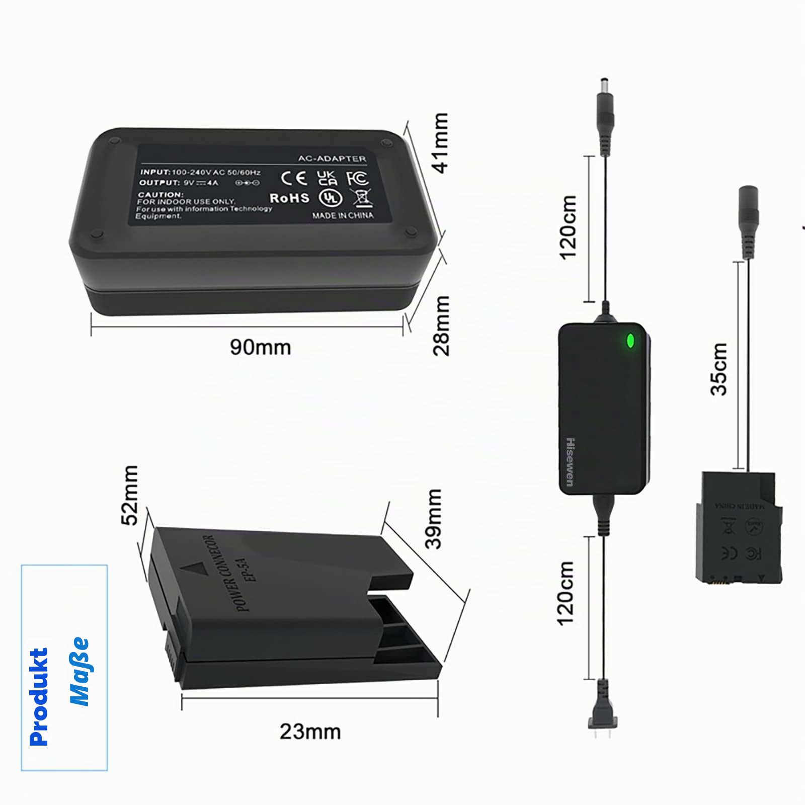 EP-5A Netzteil DC Coupler EN-EL14 Dummy Akku für Nikon D3100 D3200 D3300 D3400 D3500 D5100 D5200 D5300 D5500 D5600 P7800 P7100 DF Kameras.