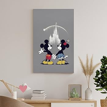 大型サイズ　Disny　額入り　ポスター　大型　ミッキー　ミニ― ディズニー ミニポスター ［ミッキーマウスと仲間たち／お月見満喫