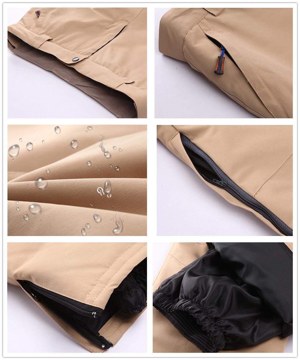 HOTIAN Giacca da sci da Uomo e pantaloni Set, Uomo invernale Calda,Pantaloni Da Sciimpermeabili E Cappotto,per Il Lavoro All'aperto Sci Pesca Equitazione Moto
