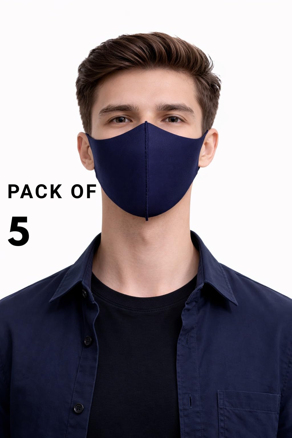 Reusable Cotton Face Mask for Men & Women (Pack of 5) | Breathable Washable Cloth Mask | Comfortable Daily Use Mask for Travel, Office & Outdoor | Navy Blue-picture-23