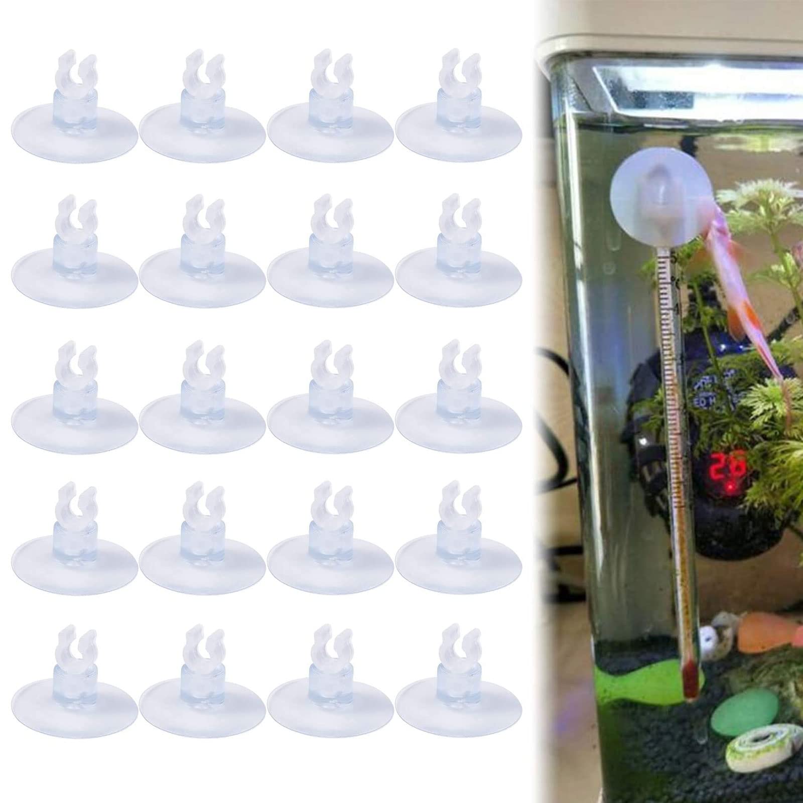 Ventose Per Acquario Con Clip - 5 Pezzi Trasparenti, Per Vetro E Superfici Lisce - Foto 3