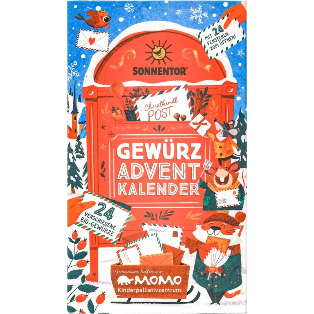 Sonnentor Gewürz Adventskalender – 24 Bio-Gewürze & Mischungen, vegan, mit Rezepten & Motiven