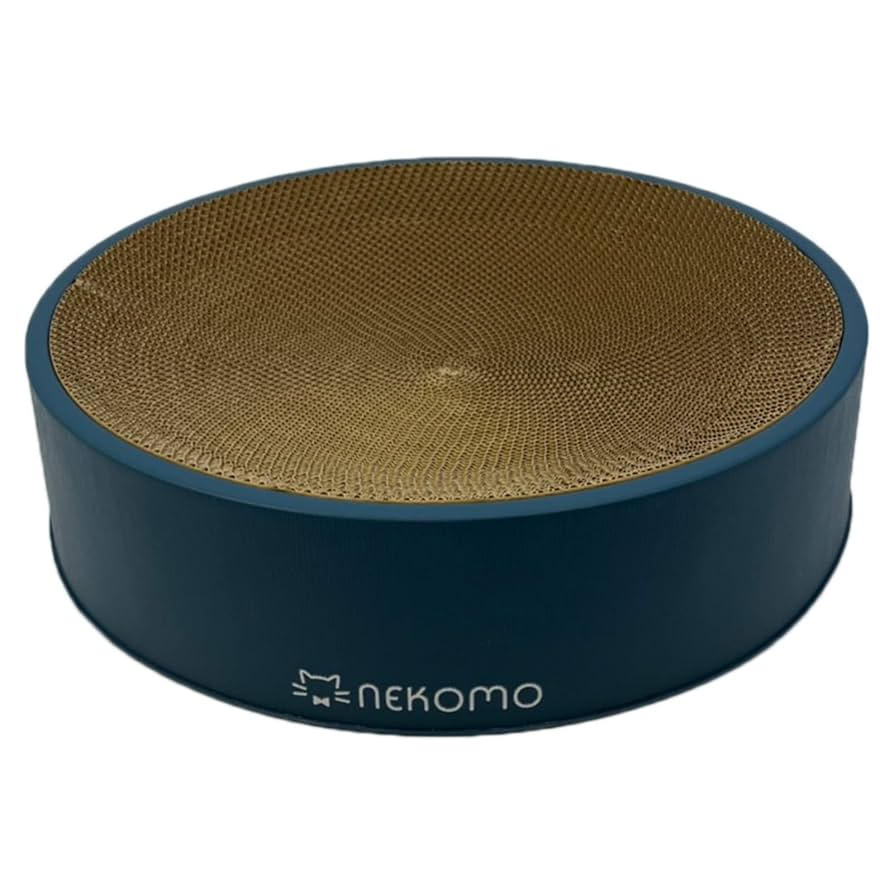 Amazon | NEKOMO(ねこも) 猫の爪研ぎ時々ベッド ネイビー 丸形