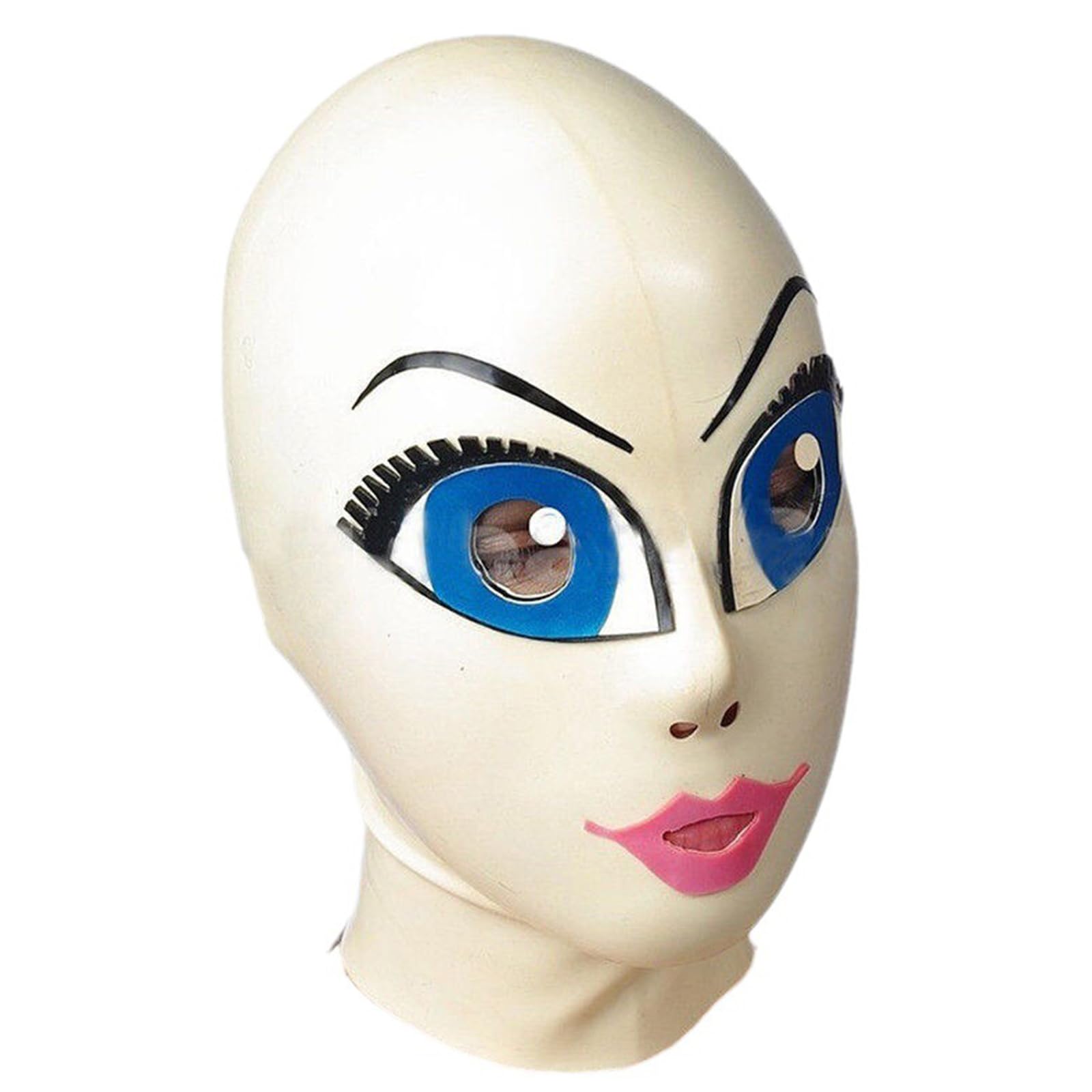 DSPENGS Latex Hood Fetish Rubber Mask Big Eyes Special Cool with Back Zipper for Cosplay BDSM Costume Headdress(Size:M-65CM)