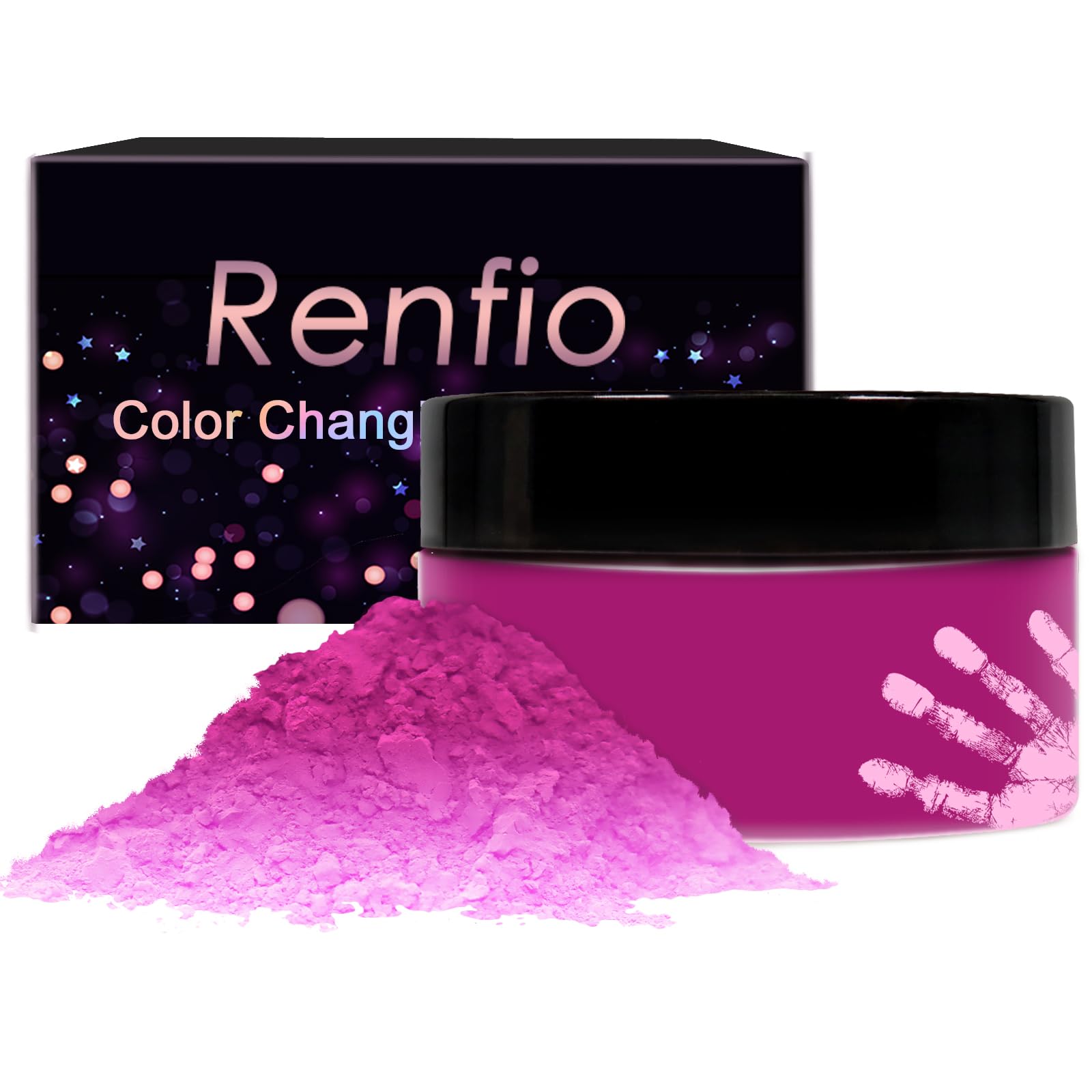 Renfio Thermochromic Pigment, 12g/0.42oz Temperature Activated Changes at 82℉/28℃ Resin Color Pigment Heat Sensitive Pigment Powder for Slime Add Ins Resin Dye Nail Fabric - Rose Pink to Colorless