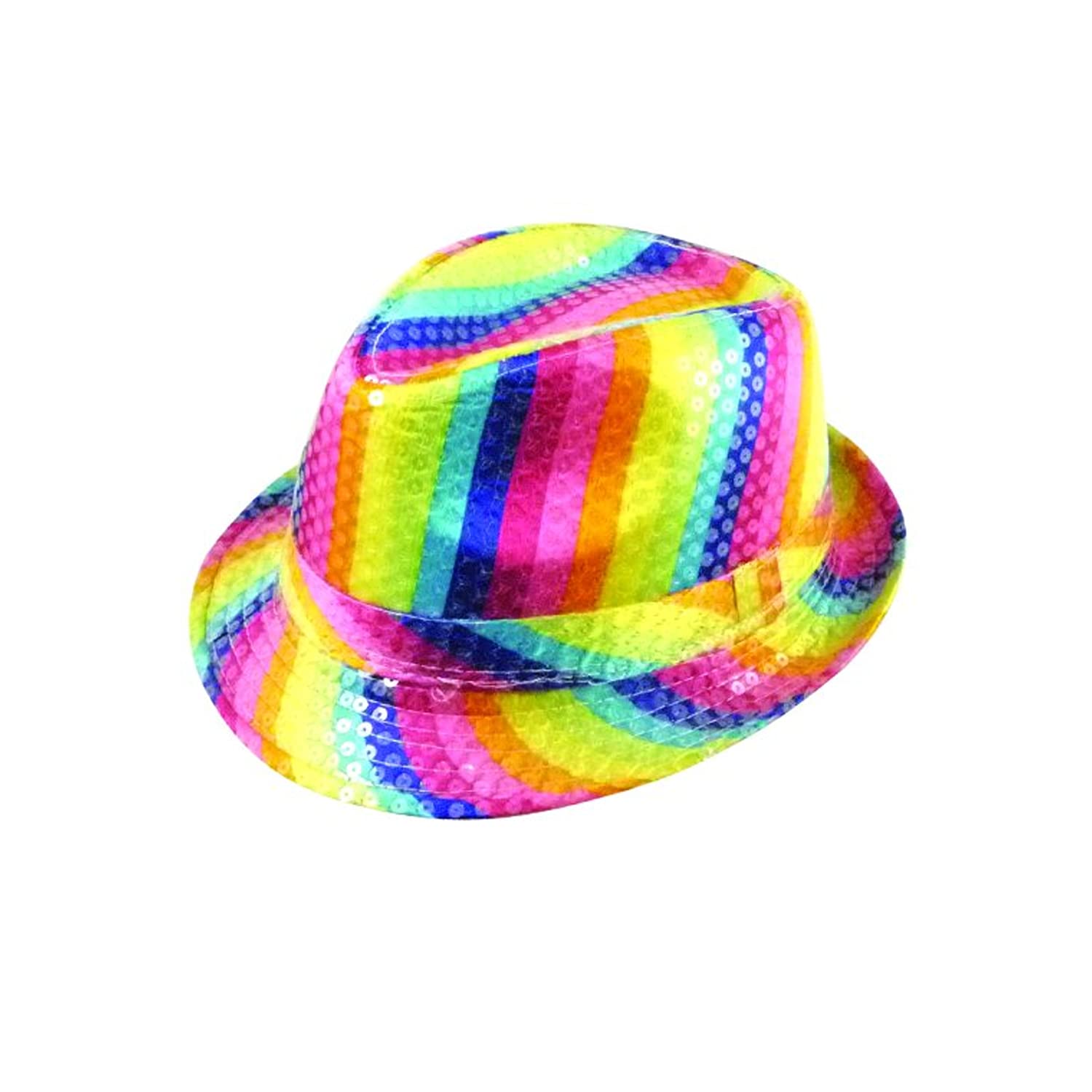 Adults Gay Pride Carnival Cowboy Gangster Rainbow Top Felt Hat LGBT Fancy Dress Party Accessory, Sequin Trilby