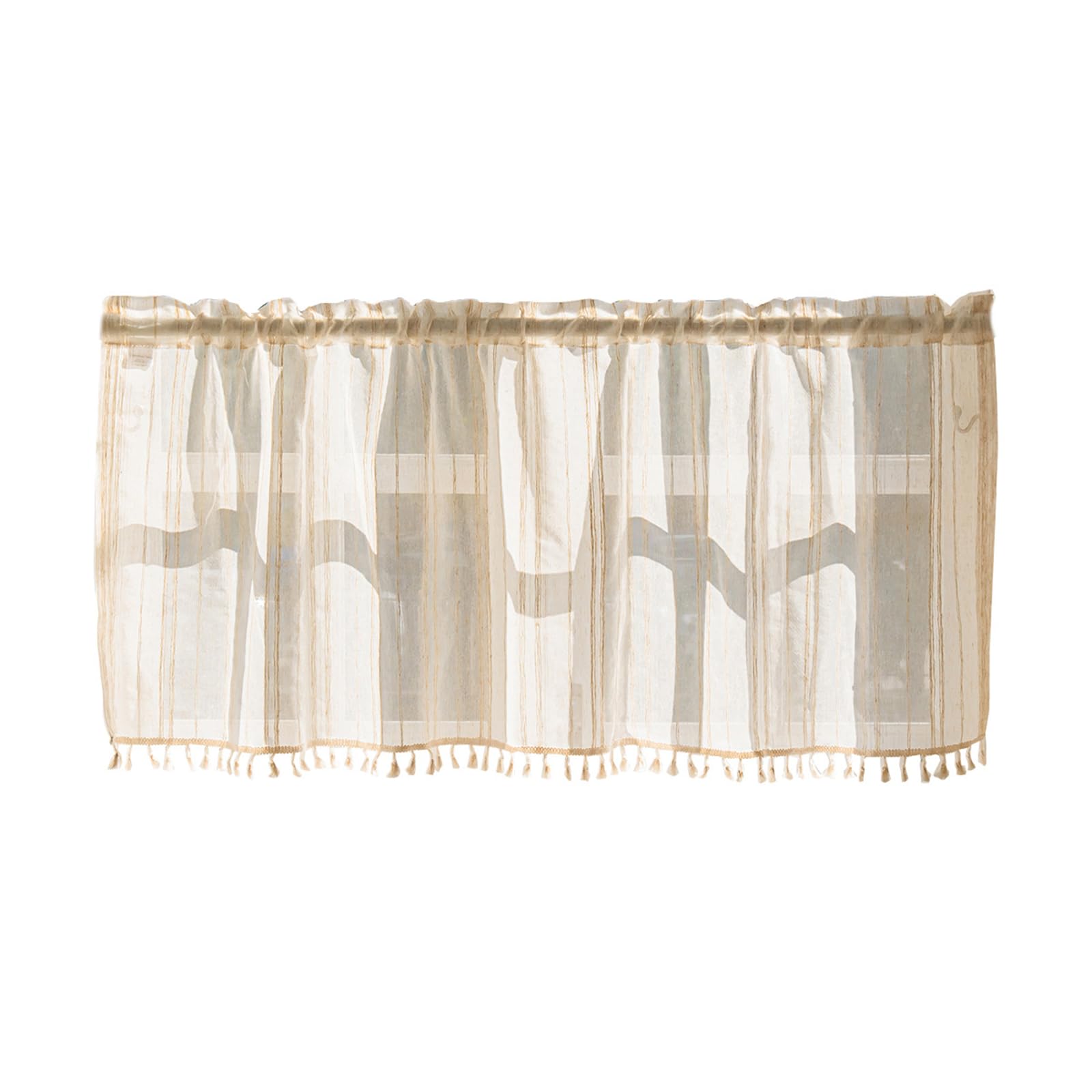 Tsophreniq Sheer Short Curtain Valance with Tassels Decoration for Bedroom or Living Room Small Window Semi Sheer Valance
