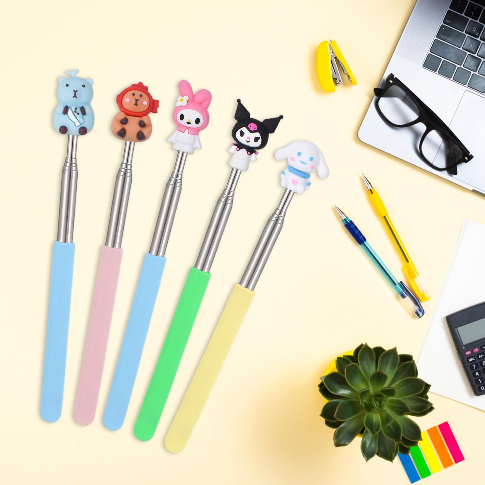 Pointeur Télescopique Extensible pour Enseignants, Baguette de Présentation Rétractable 5 Pièces