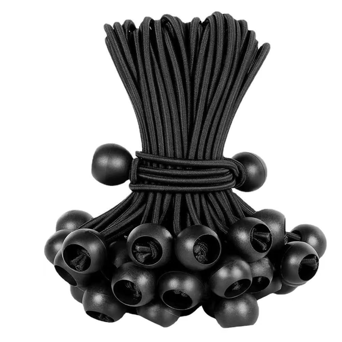 10 Pcs Bungee Cords With Balls, Adjustable Tarpaulin Bungee Cords with Balls, Elasticated Tarp Ties Bungee Straps for Marquee Holder Pole Camping Canopy (10cm)