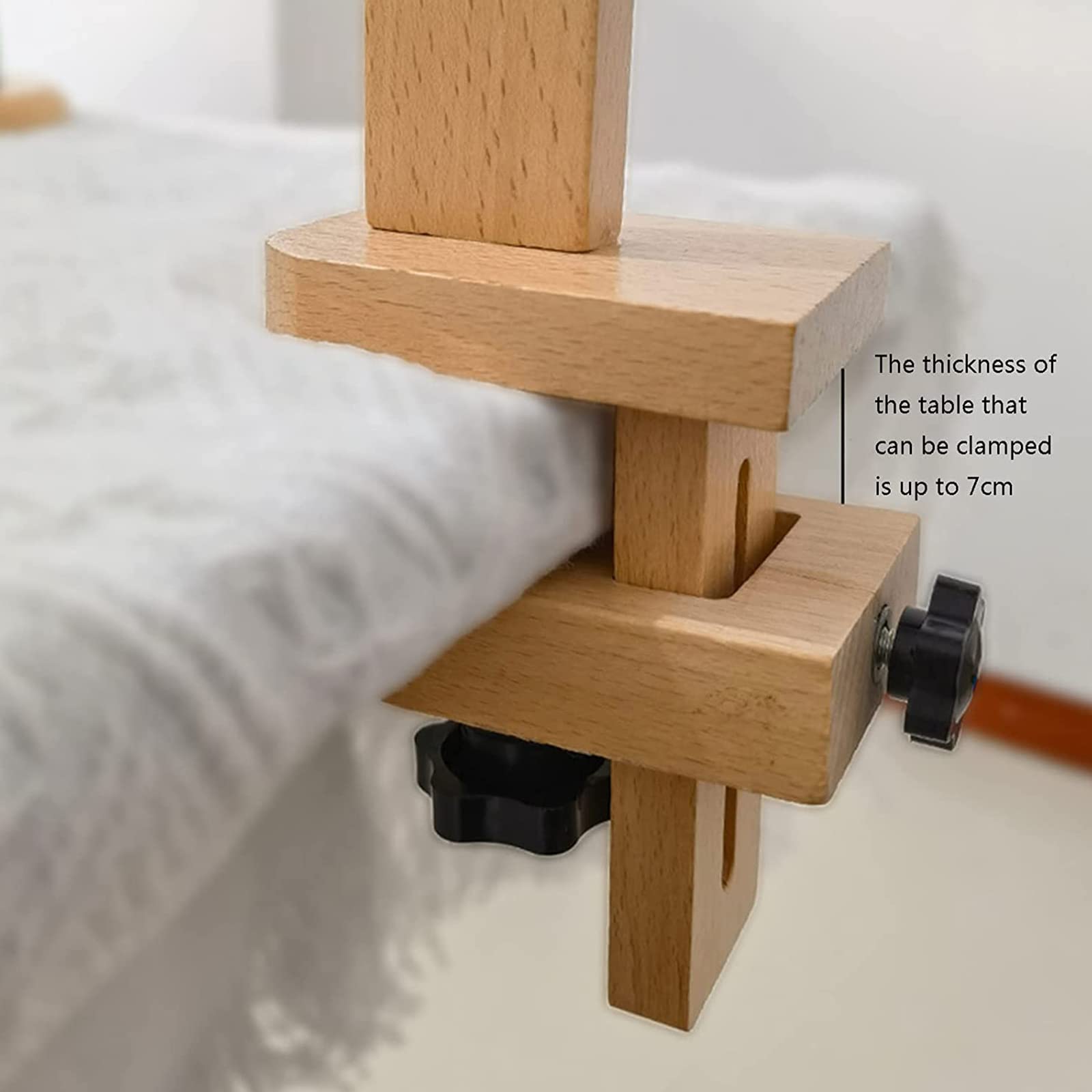 Supporto per Telaio da Ricamo, Supporto per Telaio Regolabile per Punto Croce con Morsetto da Tavolo e Contenitore per Perline, Supporto per Mani libere in Legno di faggio, Accesso
