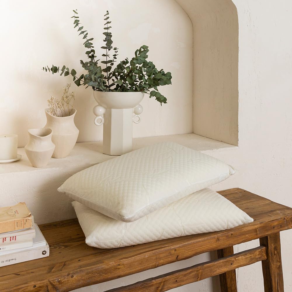 Olympe Literie Oreiller Cervical à Mémoire de Forme 40x60cm Sérénité Lot de 2 Soutien Ferme, Déhoussable et Lavable