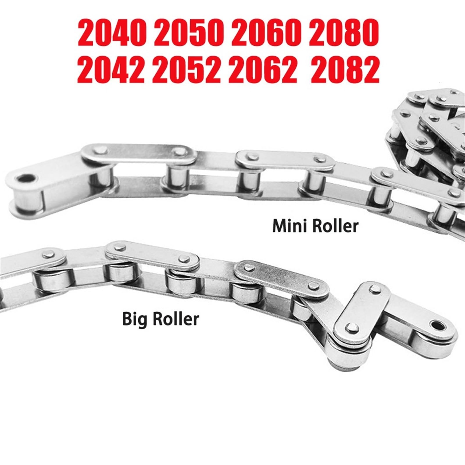 Cadena de rodillos de doble paso 304 | 1.524m de acero inoxidable for transportador industrial(2040-25.4pitch)