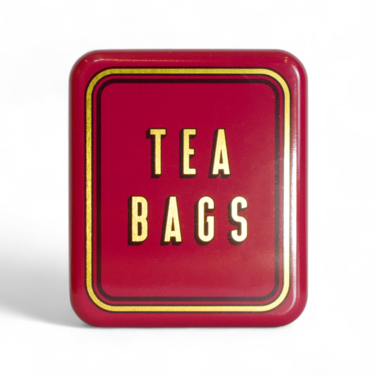 TINIT Tea Bag Travel Tin 'Tea Bags' - Portable Metal Tea Bag Storage Box Teabags, Pocket-Sized Container Commuting Gifts Tea Lovers Coffee (Gold on Red)