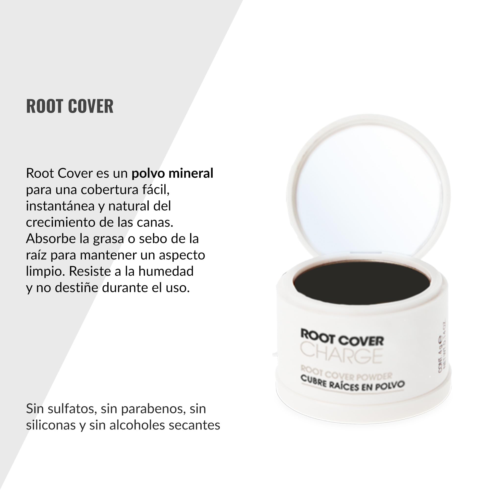 LENDAN - Cubre Raíces Canas en Polvo - Root Cover Charge - 4 g - Color Negro - Polvo Mineral para una Cobertura Fácil, Instantánea y Natural de las Canas - Absorbe la Grasa o Sebo de la Raíz