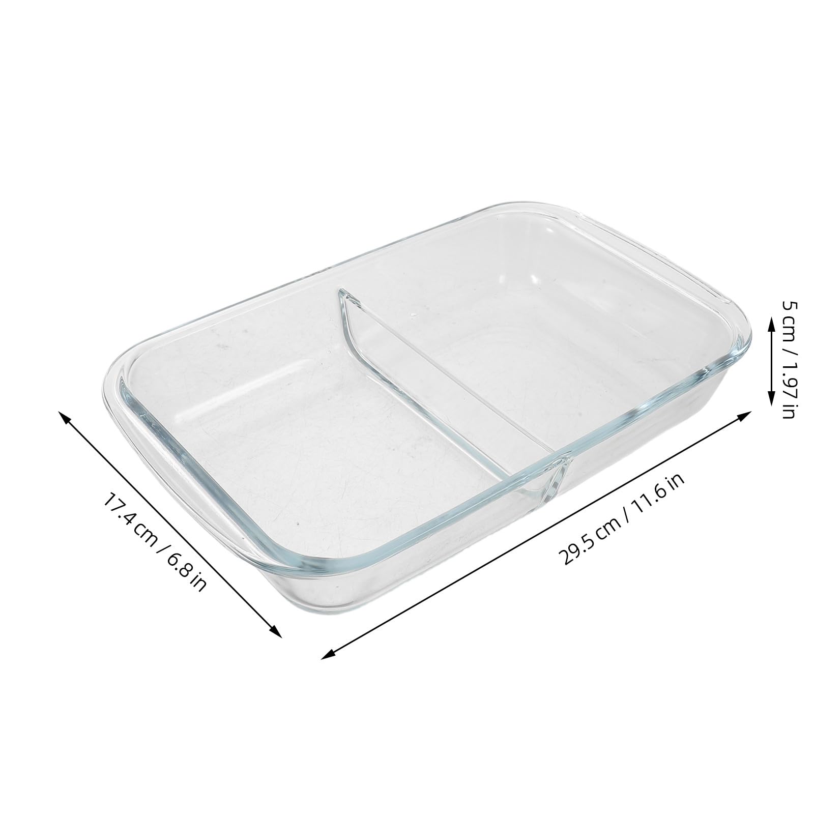 OUNONA Plat en verre allant au four à double compartiment, rectangulaire