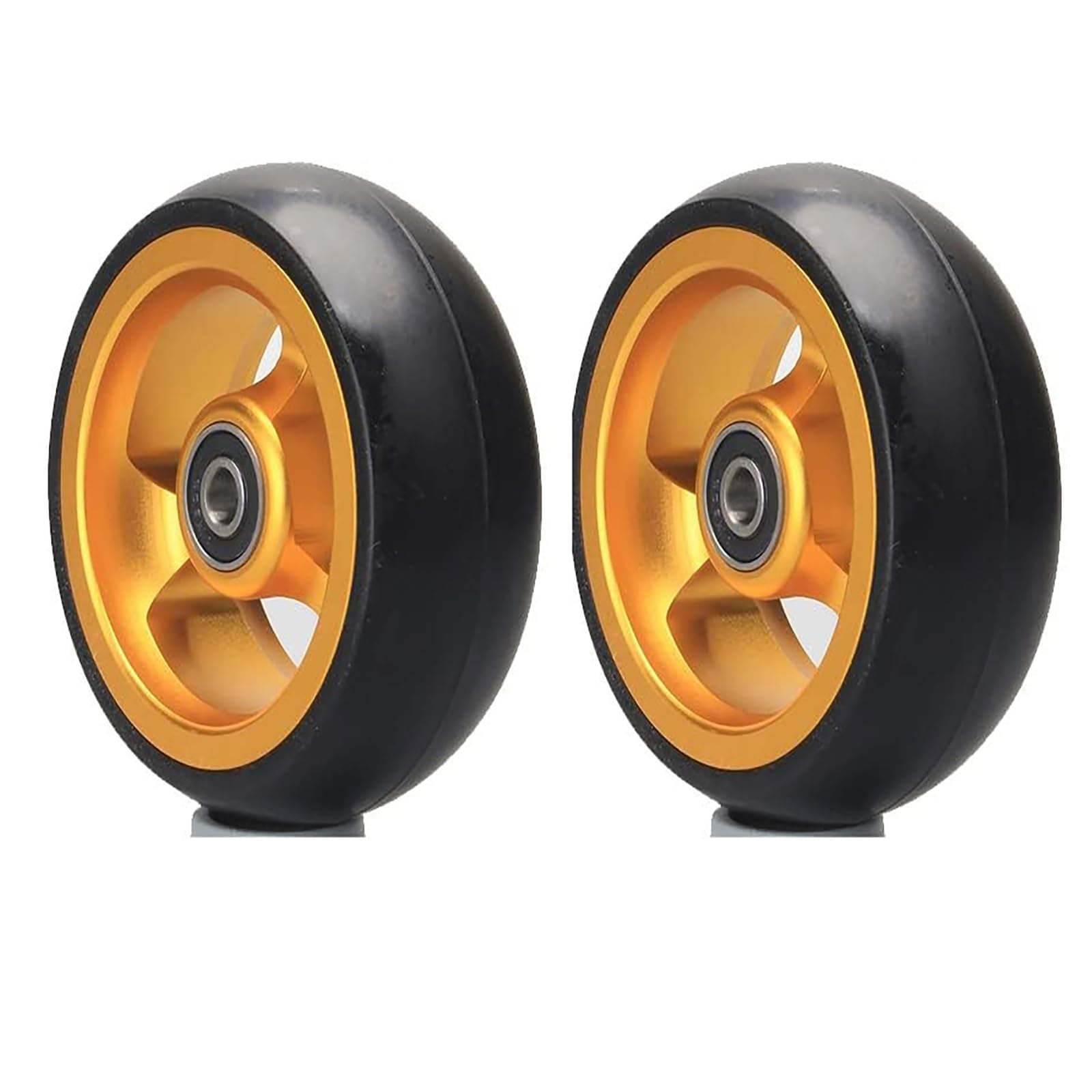 Jhtvgiuz Yellow 5 Inch Wheelchair Front Wheels, Solid Wheel Replacement For Wheelchairs, Wheelchair Caster, 5/16" (8 Mm) Pu Wheels, For Wheelchairs, Rollators, Standard Wheelchairs(,2Pcs_10cm/4In)