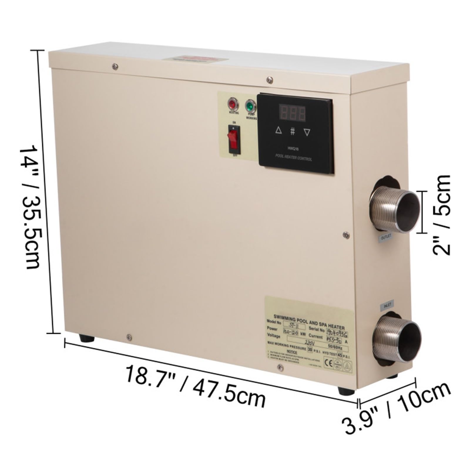 Riscaldatore per piscina Termostato for scaldabagno digitale elettrico 11KW Riscaldatore for piscina SPA Vasca idromassaggio Riscaldamento for vasca Temperatura regolabile Pompa di calore per piscina