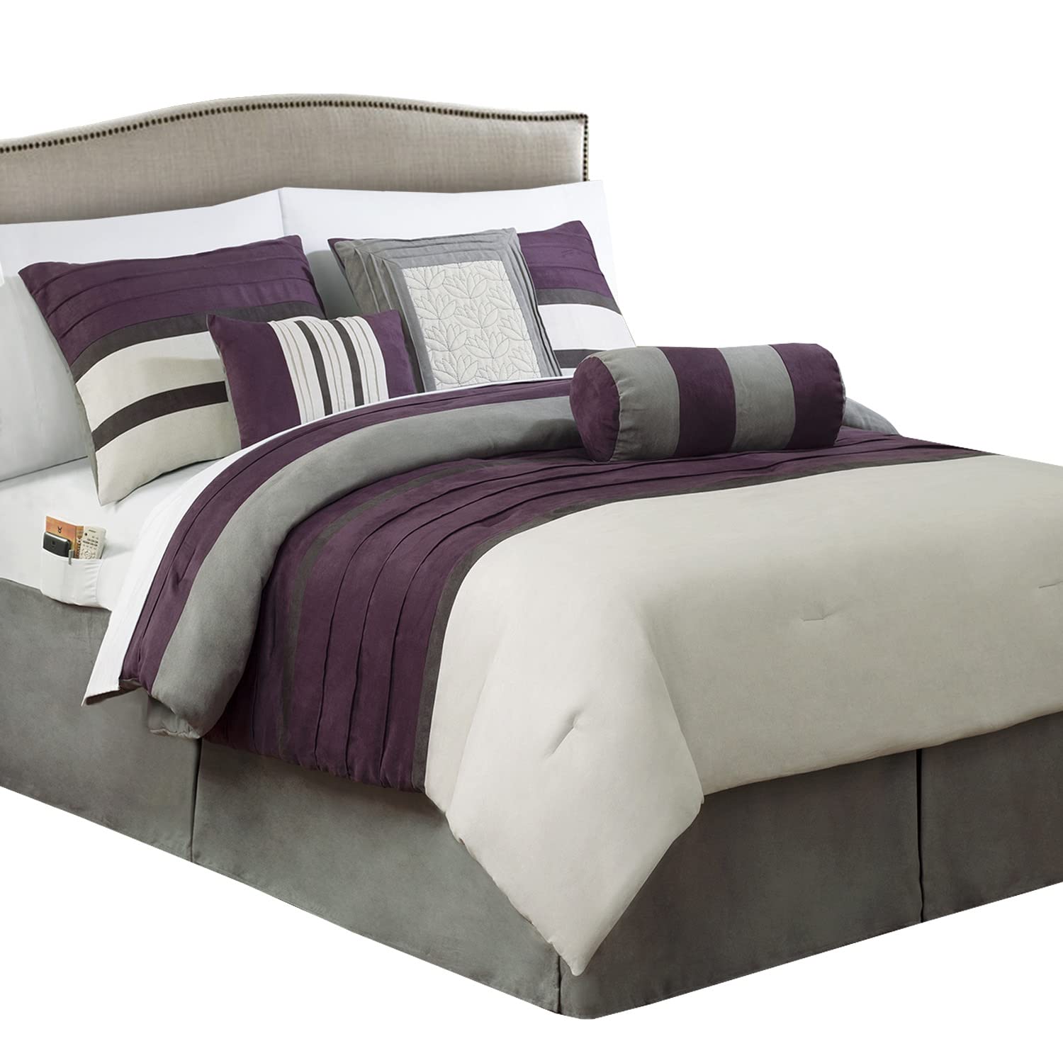 Elegant Comfort 12-Piece Bed-in-a-Bag, Cirena Microsuede Comforter Collection with 6-Piece Sheet Set, Smart Pockets and Decorative Pillows, All Season