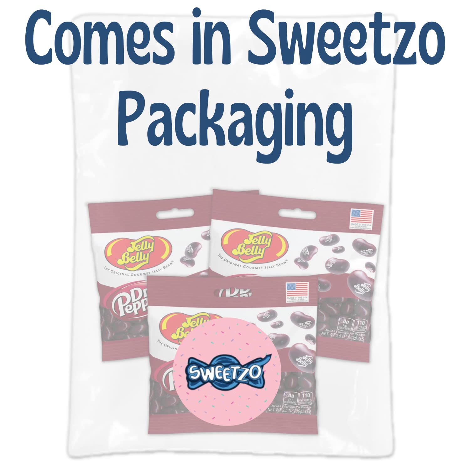 Sweetzo - Dr. Pepper Jelly Beans, Soda Flavored Chewy Candies, Bulk Individually Bagged Shareable Candies, Pack of 3, 3.5 Ounces