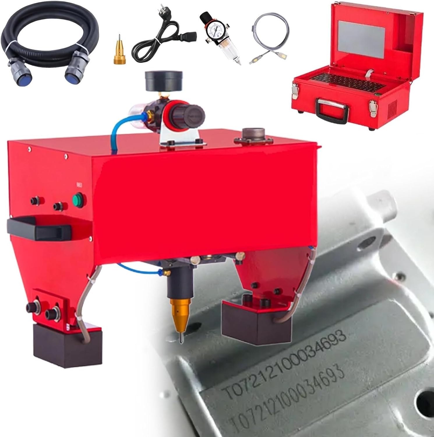 Pneumatic dot Peen Metal Marking Machine, Engraving for Creating Letters, Serial Numbers, VIN Codes(A,80x20mm)