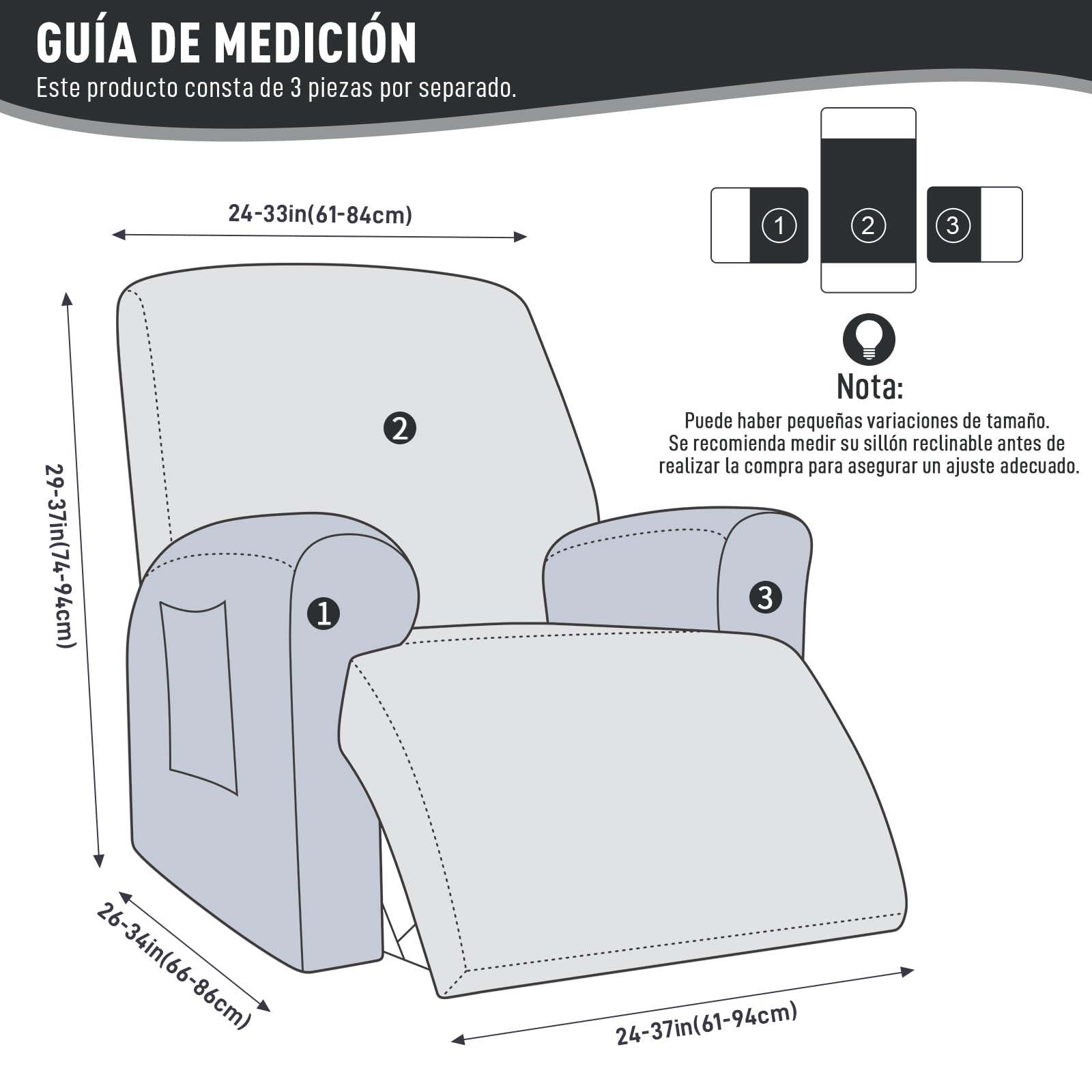 KinCam Funda Sillon Relax reclinable, Funda para Sillón Relax de Jacquard, Funda Sillon orejero Funda Elástica con Bolsillo para Perros y Mascotas, Suave y Lavable Funda Sofa 1 Plaza Café