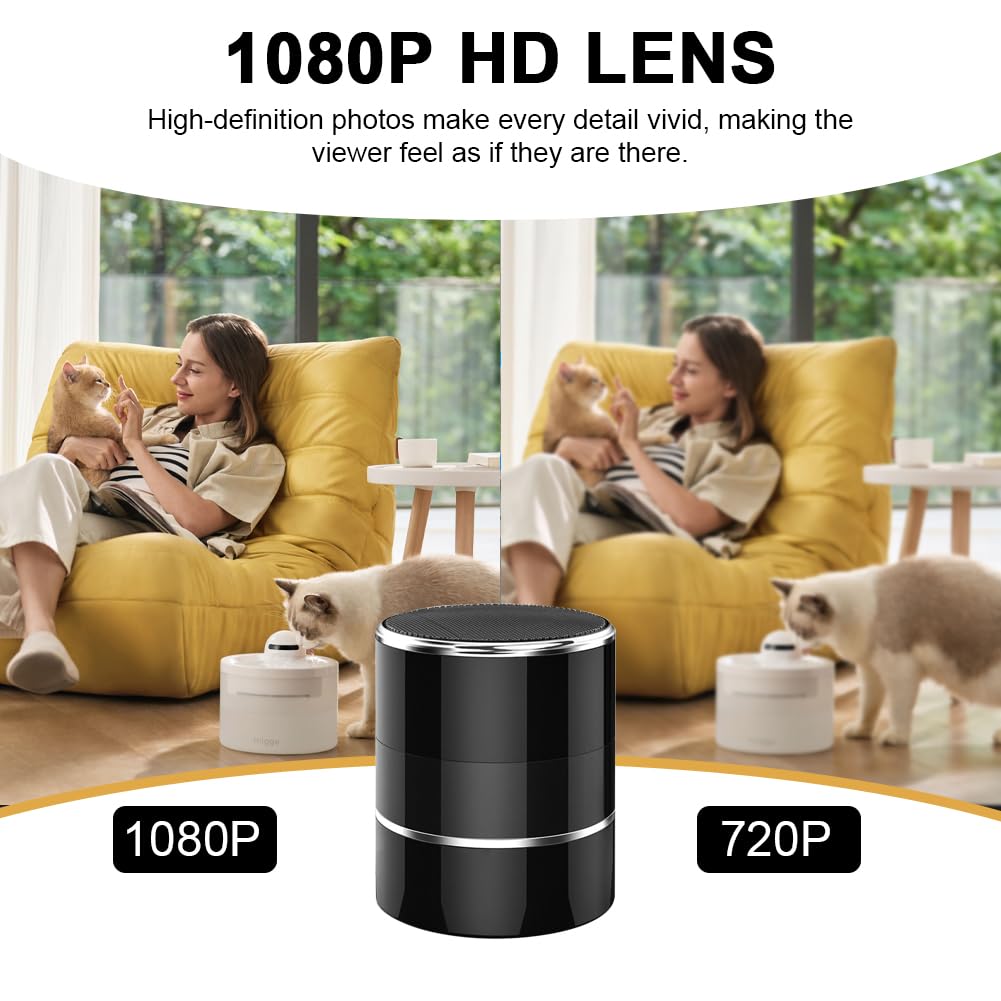 Cámara espía oculta WiFi en altavoz Bluetooth con ángulo de visión de 240°, HD 1080P, cámaras de seguridad inalámbricas, aplicación de teléfono para niñera, activada por movimiento para