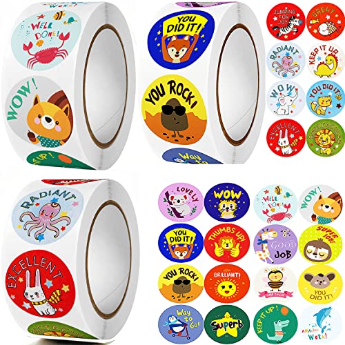 Motivational Teacher Stickers -1500 Reward Animal Stickers for Teachers & Kids Teacher Supplies for Classroom, Potty Training Stickers, Good Job Stickers | Encouraging Stickers Cover